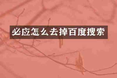 必应怎么去掉百度搜索