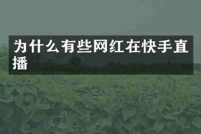 为什么有些网红在快手直播