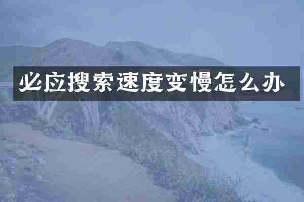 必应搜索速度变慢怎么办