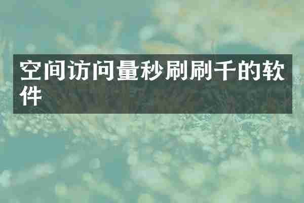 空间访问量秒刷刷千的软件