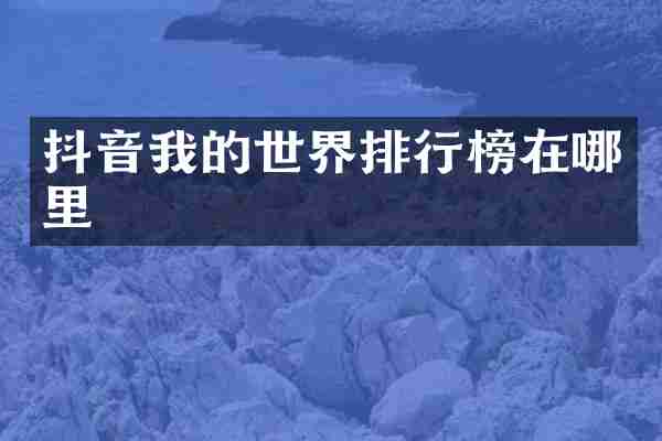抖音我的世界排行榜在哪里
