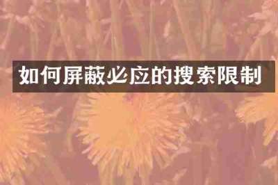 如何屏蔽必应的搜索限制