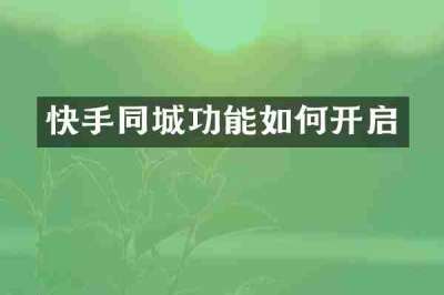 快手同城功能如何开启
