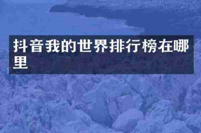 抖音我的世界排行榜在哪里