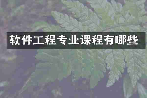 软件工程专业课程有哪些
