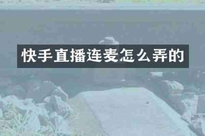 快手直播连麦怎么弄的