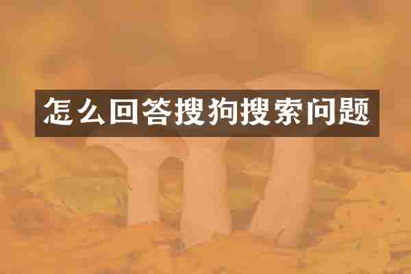怎么回答搜狗搜索问题