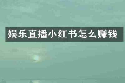 娱乐直播小红书怎么赚钱