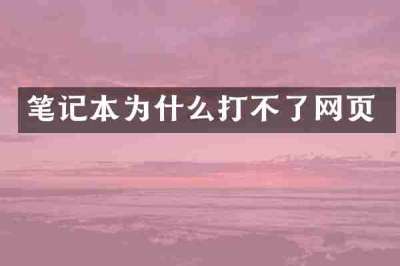 笔记本为什么打不了网页