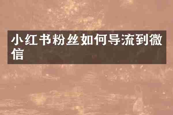 小红书粉丝如何导流到微信
