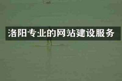 洛阳专业的网站建设服务