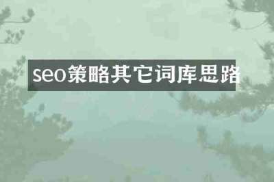 seo策略其它词库思路