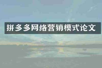 拼多多网络营销模式论文