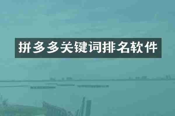拼多多关键词排名软件