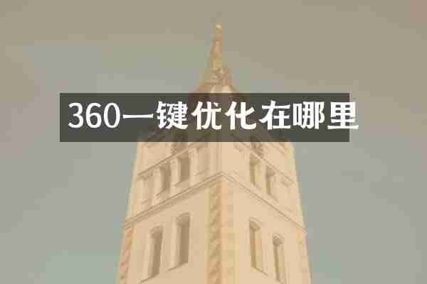 360一键优化在哪里