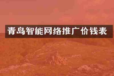 青岛智能网络推广价钱表