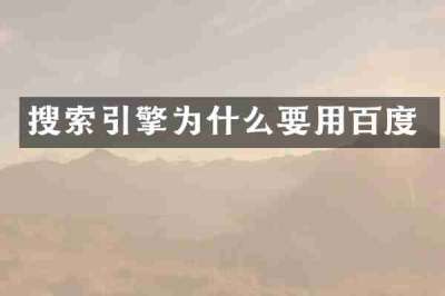 搜索引擎为什么要用百度