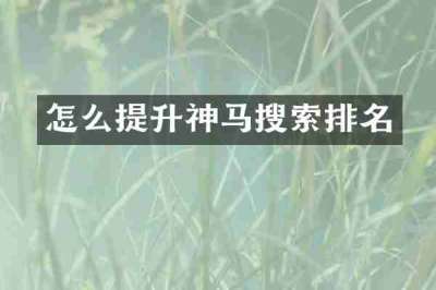 怎么提升神马搜索排名