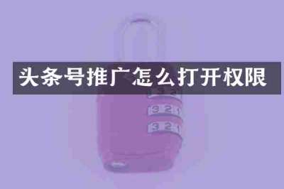 头条号推广怎么打开权限