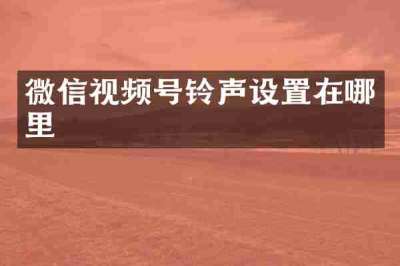 微信视频号铃声设置在哪里