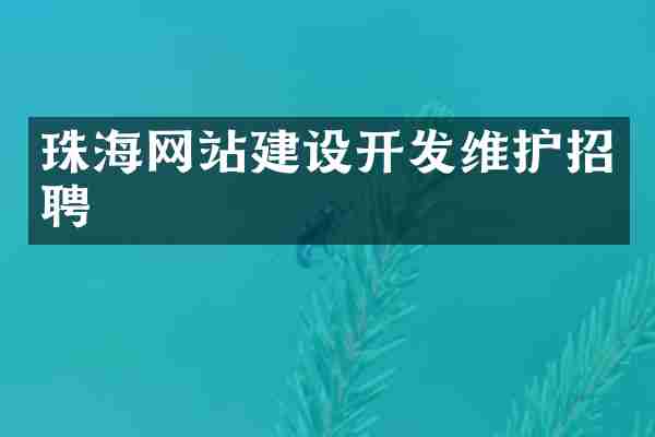 珠海网站建设开发维护招聘