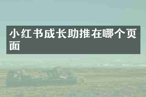 小红书成长助推在哪个页面