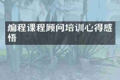 编程课程顾问培训心得感悟