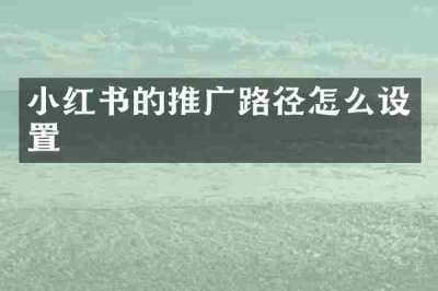 小红书的推广路径怎么设置