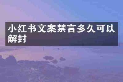 小红书文案禁言多久可以解封