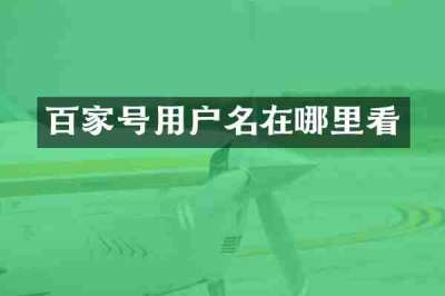 百家号用户名在哪里看