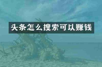 头条怎么搜索可以赚钱