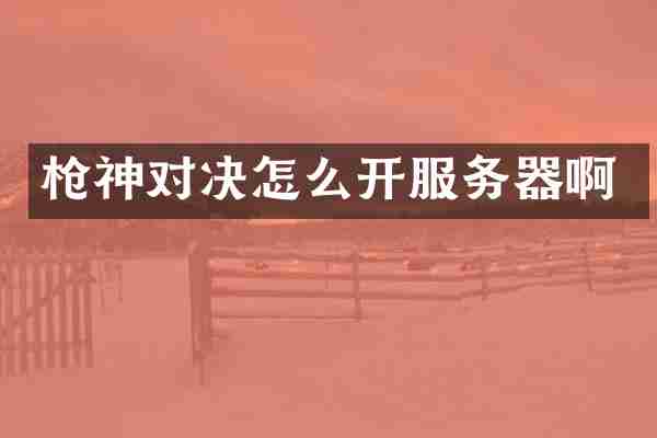 神对决怎么开服务器啊