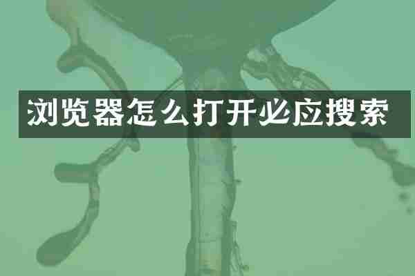 浏览器怎么打开必应搜索