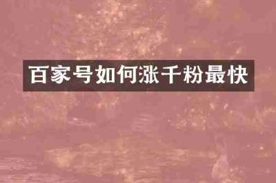 百家号如何涨千粉最快
