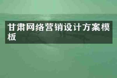 甘肃网络营销设计方案模板