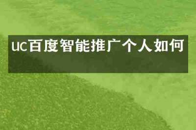 uc百度智能推广个人如何做
