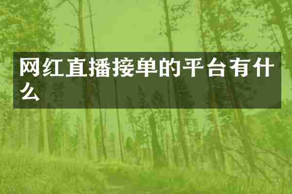 网红直播接单的平台有什么