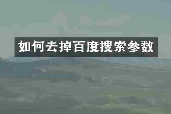 如何去掉百度搜索参数
