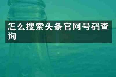 怎么搜索头条官网号码查询