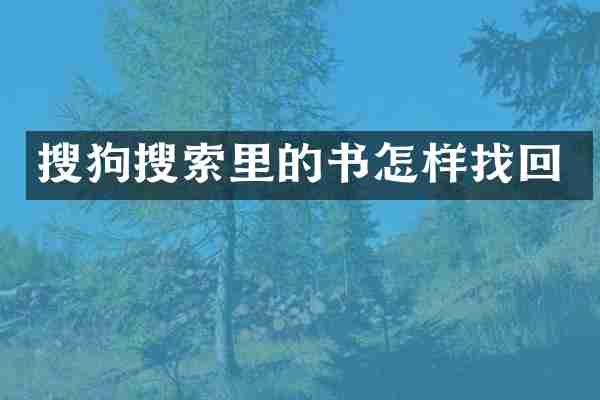 搜狗搜索里的书怎样找回