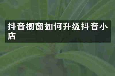抖音橱窗如何升级抖音小店