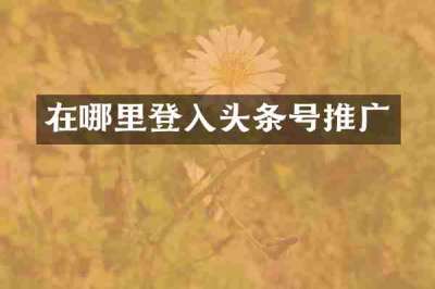 在哪里登入头条号推广