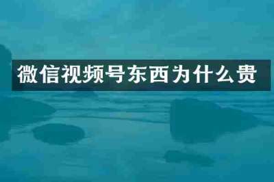 微信视频号东西为什么贵