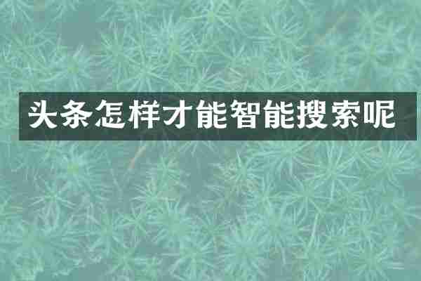 头条怎样才能智能搜索呢