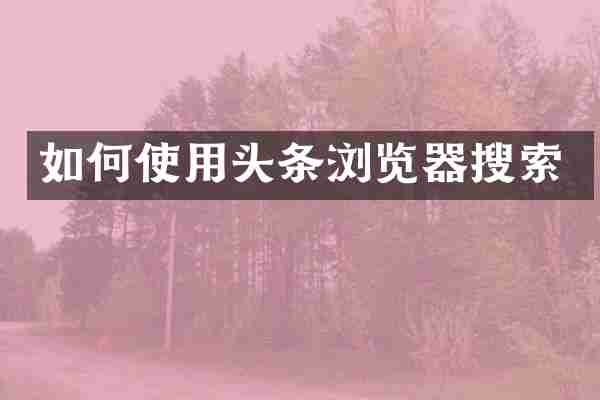 如何使用头条浏览器搜索