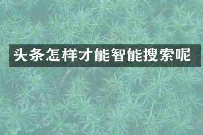 头条怎样才能智能搜索呢