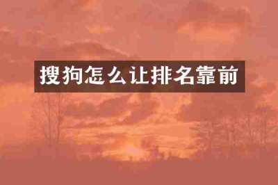 搜狗怎么让排名靠前