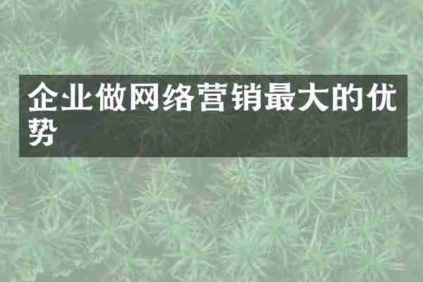 企业做网络营销最大的优势