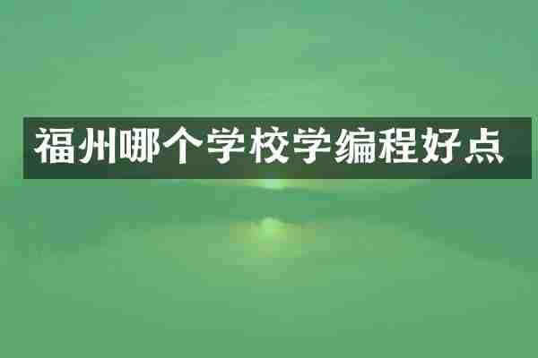 福州哪个学校学编程好点