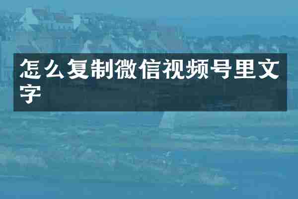 怎么复制微信视频号里文字